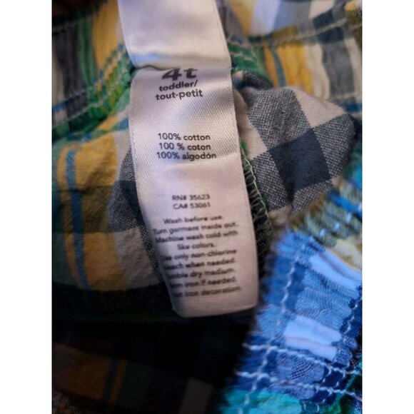 Carter's Boys Blue Green Yellow Plaid Elastic Waist 100% Cotton Shorts Size 4T - Picture 5 of 8